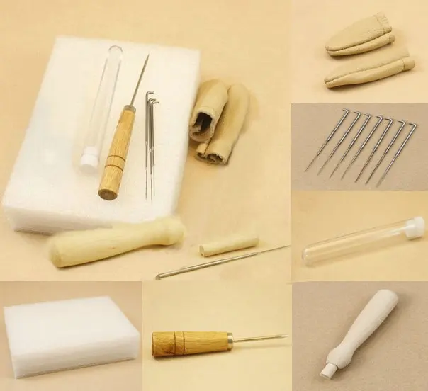 

6pcs/1set fibre Needle Felting Starter Kit Wool Felt Tools Mat + Needle +Awl+ finger stall+Accessories Craft Free shipping!