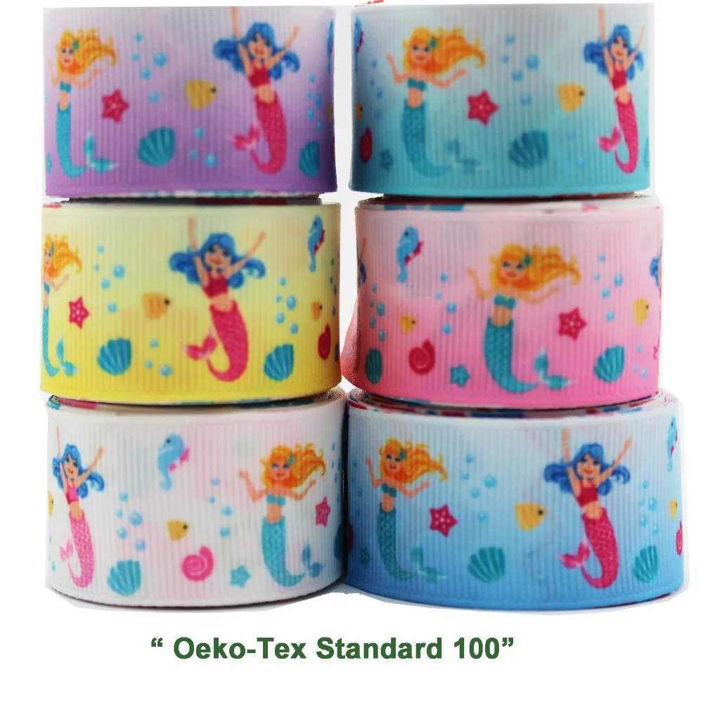 

Grosgrain Printed Mermaid Ribbon 1" 25 MM Party Wedding Decoration Handmade Rose Flowers RibbonsTape 6 Colors