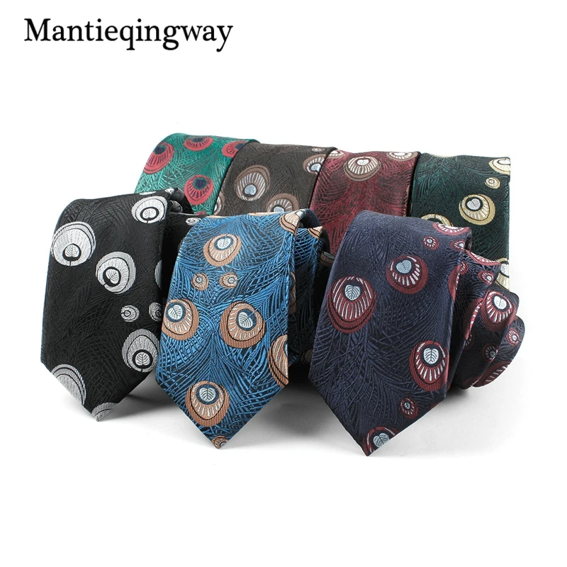 Mantieqingway 6 см Для мужчин s галстук Перо жаккард полиэстер галстук для Для мужчин gravats corbatas тонкий vestidos Свадебные классические Костюмы