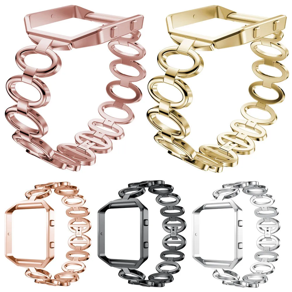 Роскошный браслет из нержавеющей стали Смарт часы ремешок+ чехол Замена крышки для Fitbit Blaze 140-210 мм