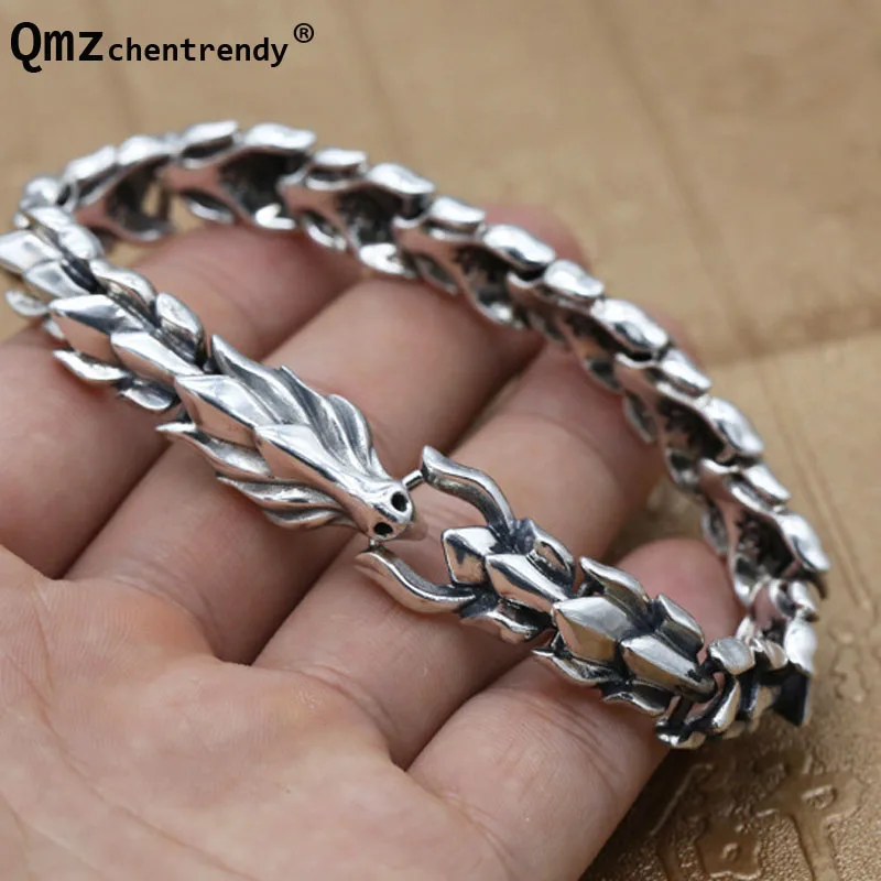 

100% S925 Sterling Silver Dragon Bone Chain Bracelets for Women Men Jewelry Solid Silver Dargon Scale Vintage Bangle & Bracelet