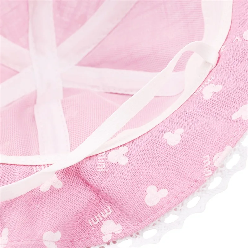 Lace Panama Baby Hat For Girls Print Baby Girls Hat With Mouse Ears Solid Cotton Toddler Cap Summer Sun Hat Baby Girls Clothing (19)