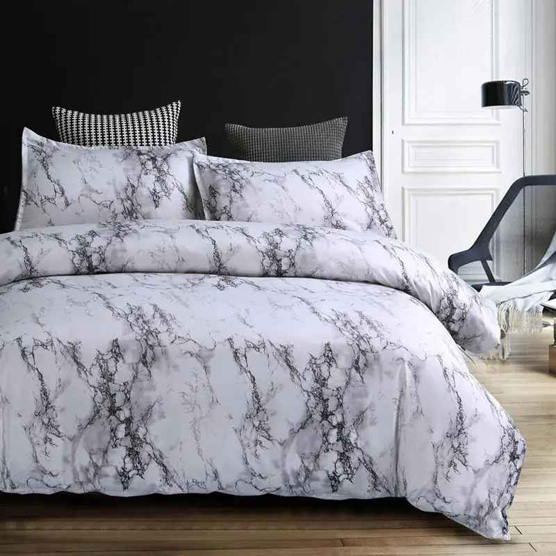 New Black Marble Pattern Bedding Sets Duvet Cover Set 2/3pcs Bed Set Twin Double Queen Quilt Cover (No Sheet No Filling)