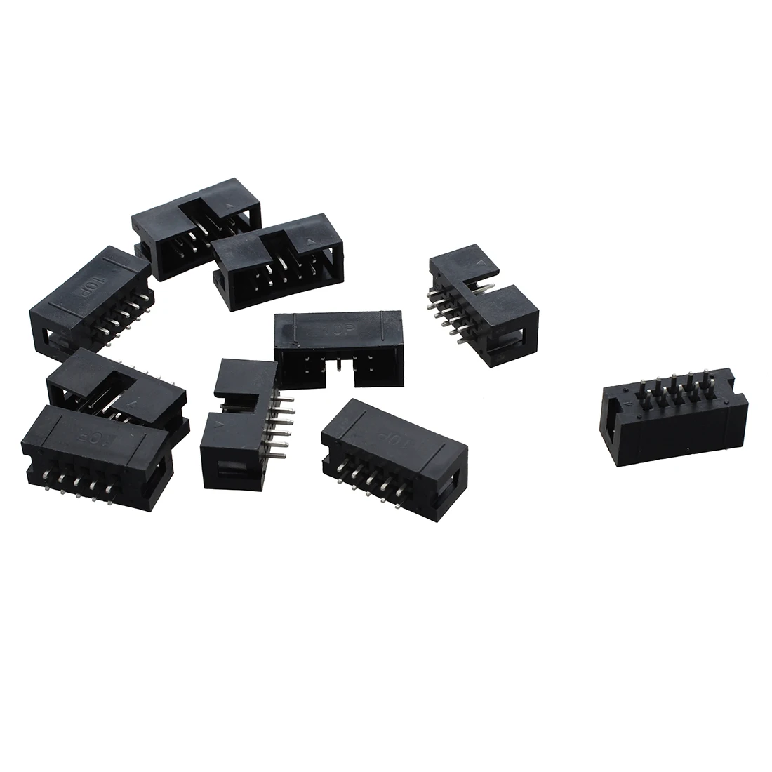 10 Pcs 2x5 Pin 2.54mm Pitch Double Row PCB IDC Pin Headers copper 2 54mm smd double row 5pin headers black silver 10 pcs