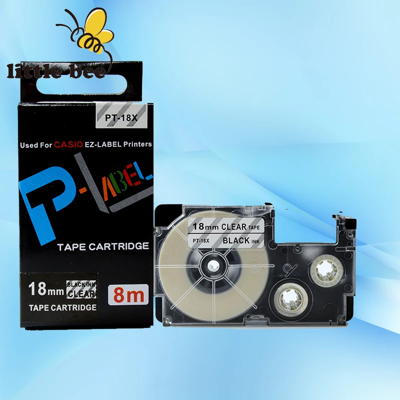 Free shipping 10Pcs compatible Black on Clear XR 18X1 18mm label tapes
