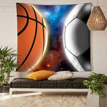 

HommomH Tapestry Art Decor Wall Hanging in Dorm Living Room Bedroom Football And Basketball Space Stars Colorful