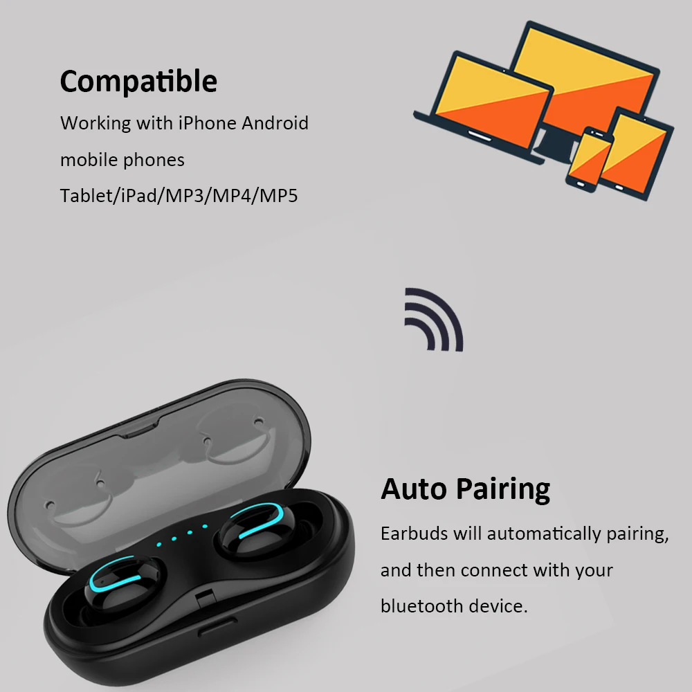 5.0 Bluetooth Earphone Mini Bluetooth Headphone for 6 Hours Continuously Working Wireless Earbuds Easy Automatically Pairing