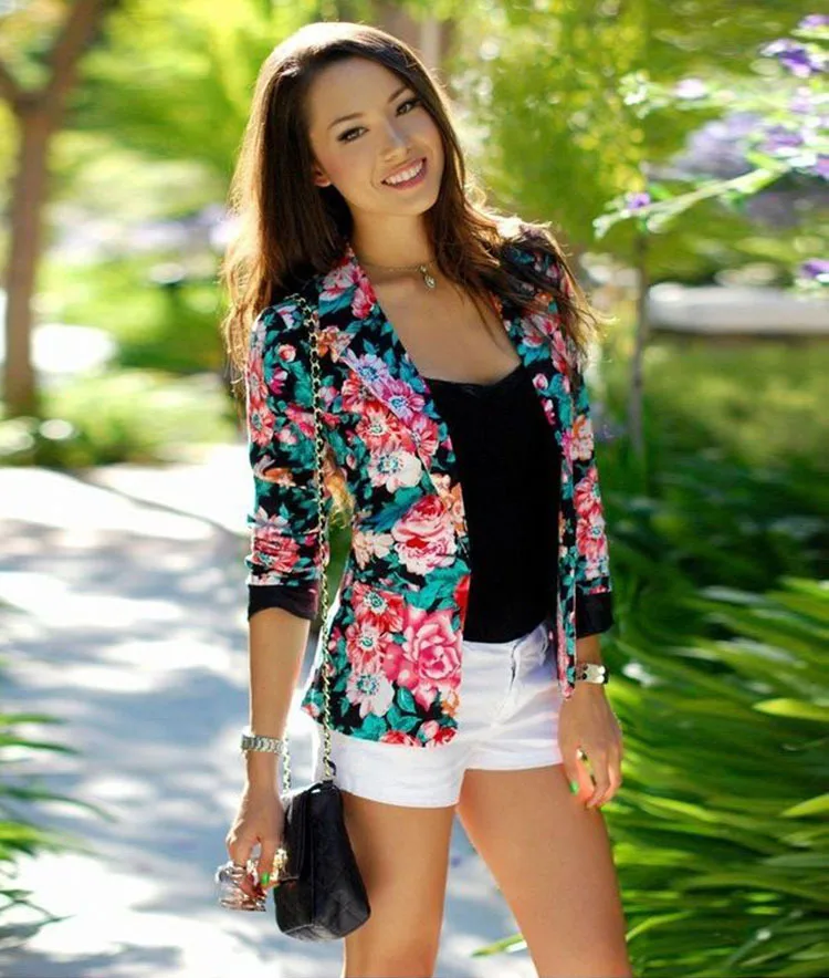 

Fast Shipping!New Fashion Blazer Women Plus Size Floral Elegant Print Blaser Casual Suit Jacket Brand Design Autumn Winter Coat