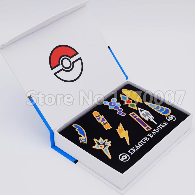 

Pokemon Gym Badges Unova Region League Pins Brooches New in Box Collection Gift
