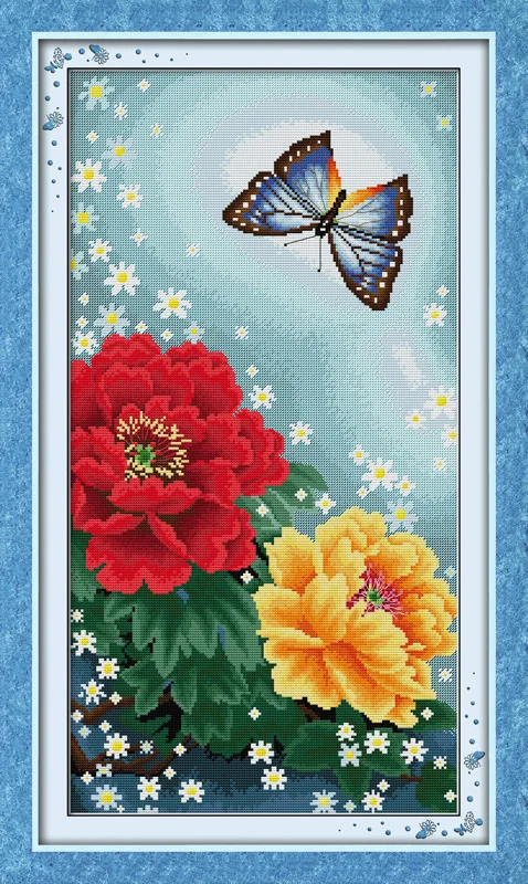 

Butterflies over Flowers(3) Printed Canvas DMC Counted Chinese Cross Stitch Kits printed Cross-stitch set Embroidery Needlework