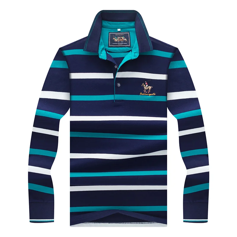 

Autumn Winter New Polo Shirt Long Sleeve High Quality Brand Cotton Men's Polo Shirt Business Casual Striped Solid Shirt Polo Men
