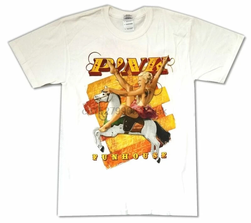 

P!NK PINK Tickets Logo Funhouse 2009 Tour White T Shirt New Merch