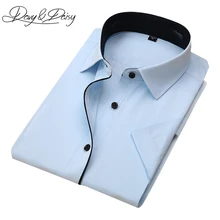 DAVYDAISY, летние рубашки с коротким рукавом, мужские Брендовые однотонные рубашки с отложным воротником, деловые мужские рубашки, 4XL DS-128