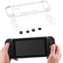 Для Nintend переключатель НС консоли контроллера радость-con Кристалл Защитная Прозрачная крышка PC чехол+ закаленное фильм+ 4 пальца шапки