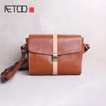 AETOO Handmade leather women's bags, small leather bags, one-shoulder slanted bags, cowhide simple small square bag