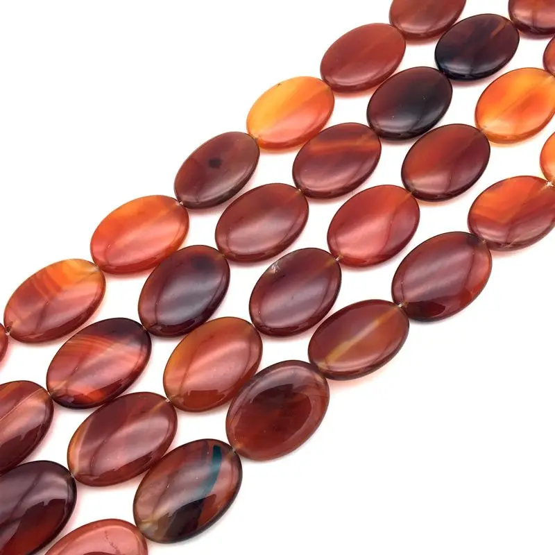 

Beadztalk Natural Stone Red Carnelian Agates 18x25 mm Flat Oval Puff Bead Good Quality DIY Jewelry Making For Bracelet Necklace
