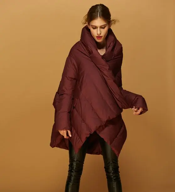 Зимнее женское пальто, новинка, модная зимняя куртка-пуховик на белом утином пуху, Женское пальто, парка, плотная женская теплая куртка - Цвет: wine red