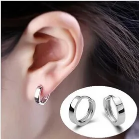 Lowest Price Smooth silver color Hoop Earrings female earrings Korean  models cute glossy small ear jewelry