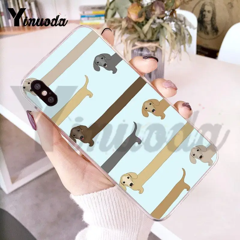 Yinuoda para iphone 7 6 X funda animales perros Dachshund funda de teléfono transparente para iphone 8 7 6 6 S Plus X 10 5 5S SE 5C XS XR