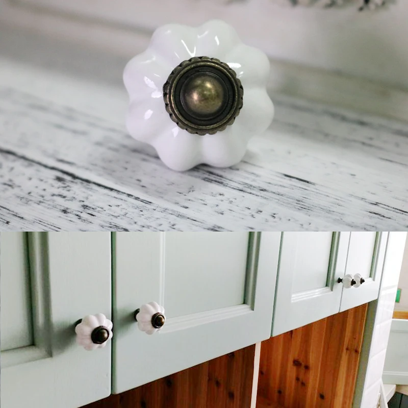 Rural Style Pumpkin shape Ceramic Door Knob (5)