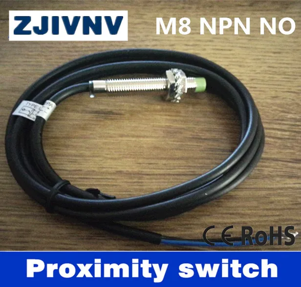 

6 pieces M8 non-flush or flush type NPN NO DC 3 wires induction proximity sensor switch , metal sensor npn normally open DC