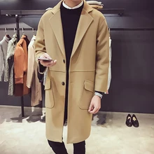 Пальто мужское Зимняя шерстяная куртка мужская Высококачественная шерстяная облегающее пальто в повседневном стиле Длинная Верхняя одежда куртка Тренч