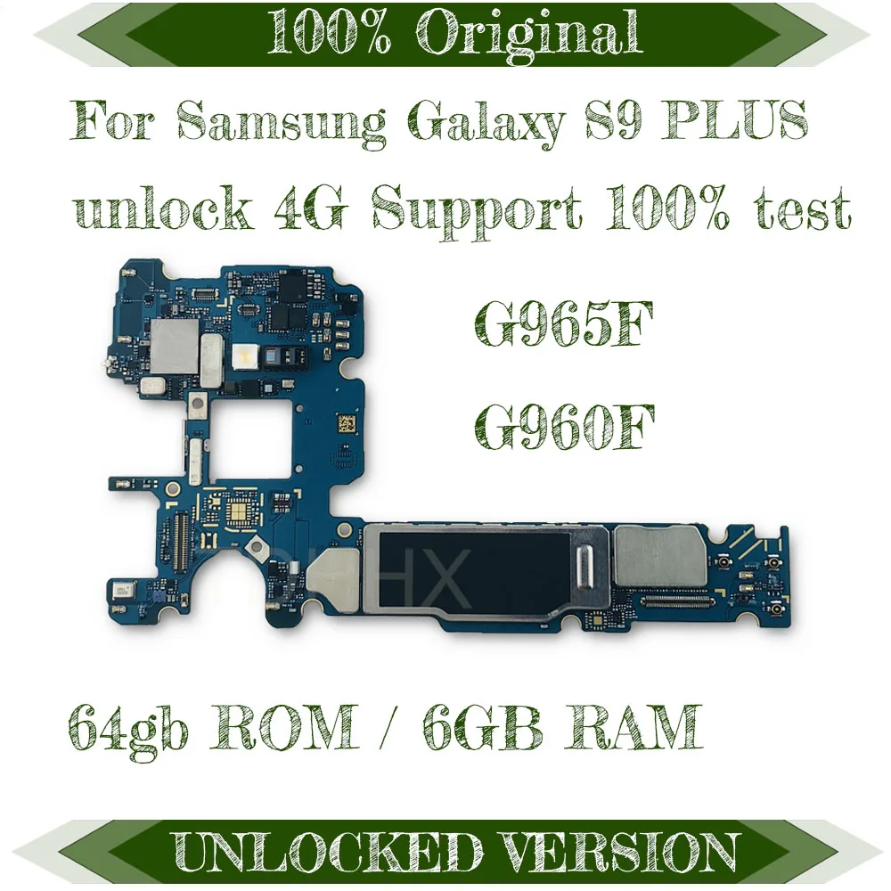 

100% Original Unlock Motherboard For Samsung Galaxy S9 PLUS G965F G960F Install AOS Logic Board With Chip 6GB RAM 64GB ROM
