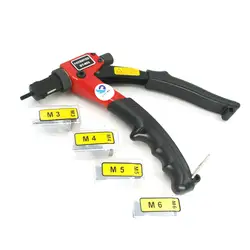 8'' Rivet Nut Gun Manual Riveter Gun M3 M4 M5 M6 Rivet Nut Tool Single Hand Operation Manual Mandrels