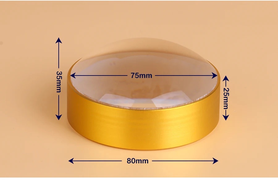 Оптическое стекло BIJIA 75 мм, половинный шар, пресс-папье 3X, лупа для чтения, металлическая рамка, купольное увеличительное стекло для чертежей, карт, газет