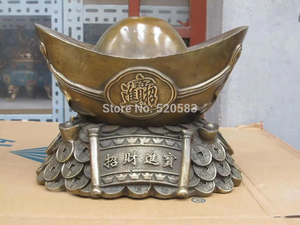 

free 10"feng shui Handwork Bronze yuan bao thousand taels of gold produces wealth fast
