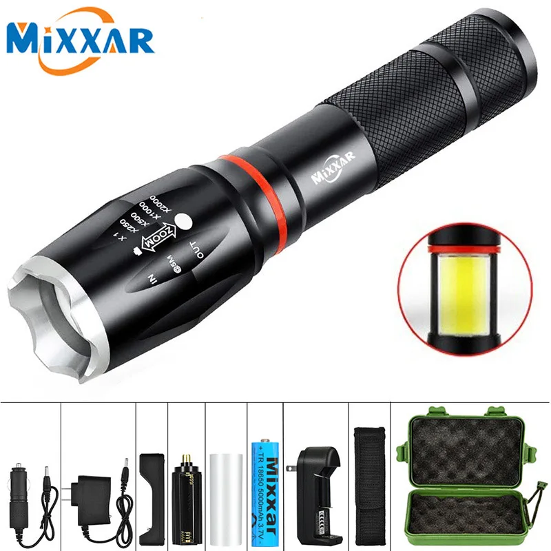 

ZK20 Dropshipping 8000LM LED COB Handheld Tactical Flashlight 18650 Lantern Magnetic 6 Modes Camping Emergency Light Lamp
