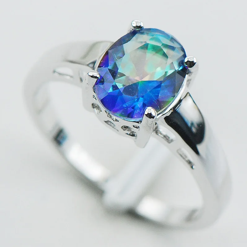 

Rose Rainbow Crystal Zircon 925 Sterling Silver Wedding Party Attractive Design Ring Size 5 6 7 8 9 10 11 12 PR08