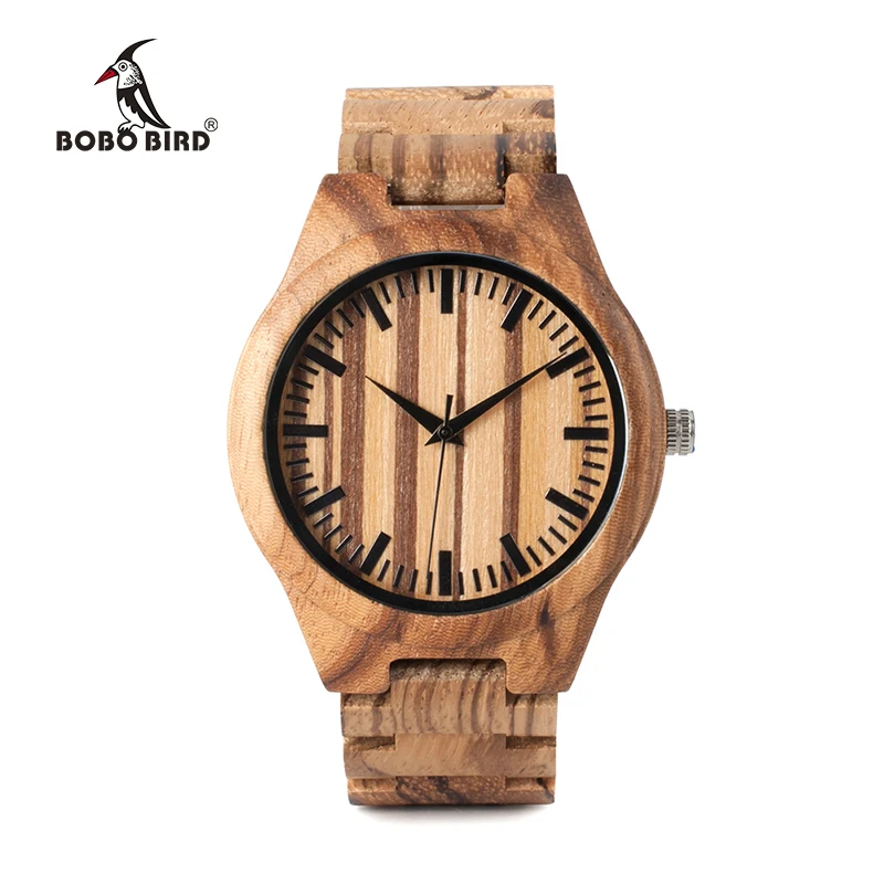 BOBO BIRD Natural Zebra Wooden Watches Japan Movement Quartz Mens Wristwatches relogio masculino for Men best Gifts C-G22