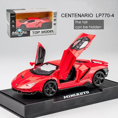 KIDAMI 1:32 Масштаб Aventador 770 литая под давлением модель автомобиля игрушечные машинки оттягивающийся автомобиль со звуковым светом Подарочная коллекция для детей и взрослых - Цвет: Red-With Box