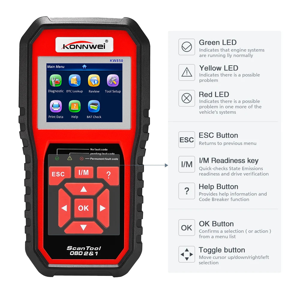 OBD2 сканер KONNWEI KW850 лучший OBD 2 2020 года ODB2 для полной проверки с поддержкой
