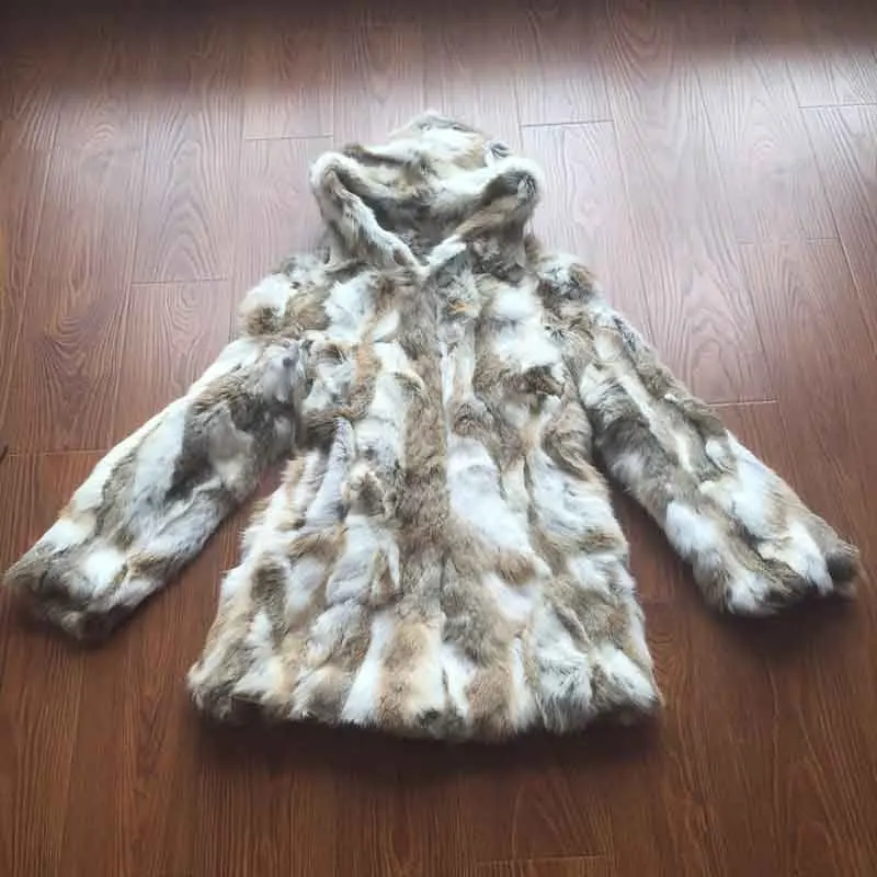 Натуральный мех Полный Пелт кроличий мех пальто для женщин длинный мех кролика куртка индивидуальный большой размер SR162