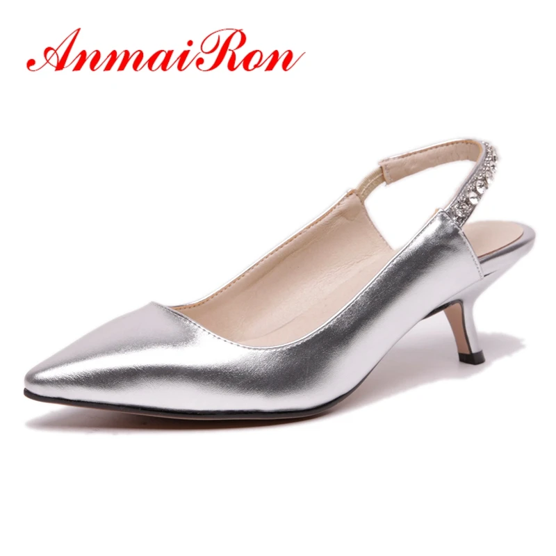 

ANMAIRON New style women pointed toe crystal slip-on sandals lady fashion casual shallow thin heel sandals ZYL578