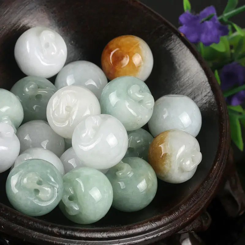 

15PCS Natural Grade A Jade (Jadeite) loose Apple bead/ Size:10mm (Wholesale)