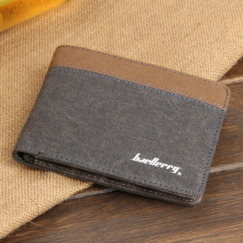 Men Wallets Fashion Baellerry 2018 Luxury Brand Men's Wallet Canvas Short Wallet Retro NO Zipper Wallet Men Purse Male 081