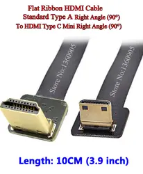 Новый черный 10 см FPV-системы HDMI кабель Mini Интерфейс мужчинами Стандартный под прямым углом 90 градусов для 5D3 5D2 GH3 GH2 5N 5 т 5R 7n DJI