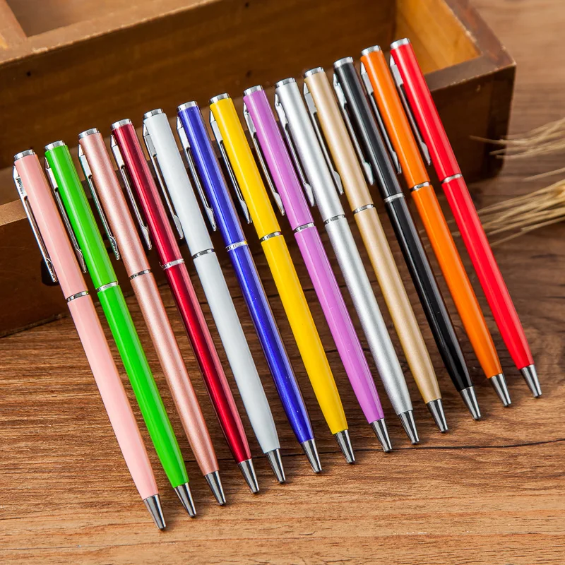 

Fashion Gold Silver Red Ballpoint Pen Luxury Rotating Metal Ball-point Pen Stationery Advertising Ball Pen School Office Supply