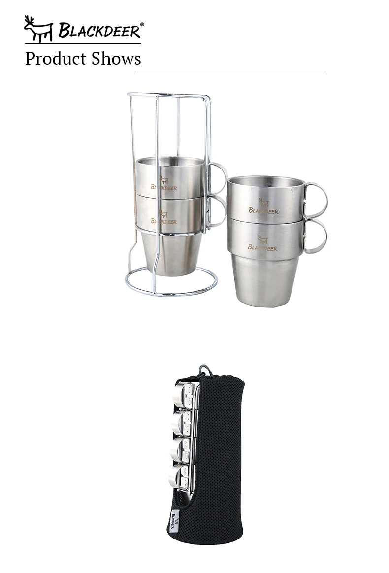 Ferramentas de Acampamento Copos de Água de Café de Aço Isolado para Casa ao ar Blackdeer Portátil Inoxidável Dupla Camada Copo Livre Piquenique Acampamento 4 água de café de aço inoxidável dupla