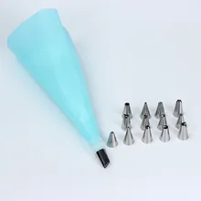 Силиконовые DIY Кондитерские мешки для мороженого+ 14 насадок из нержавеющей стали набор насадки для украшения тортов «сделай сам» Набор
