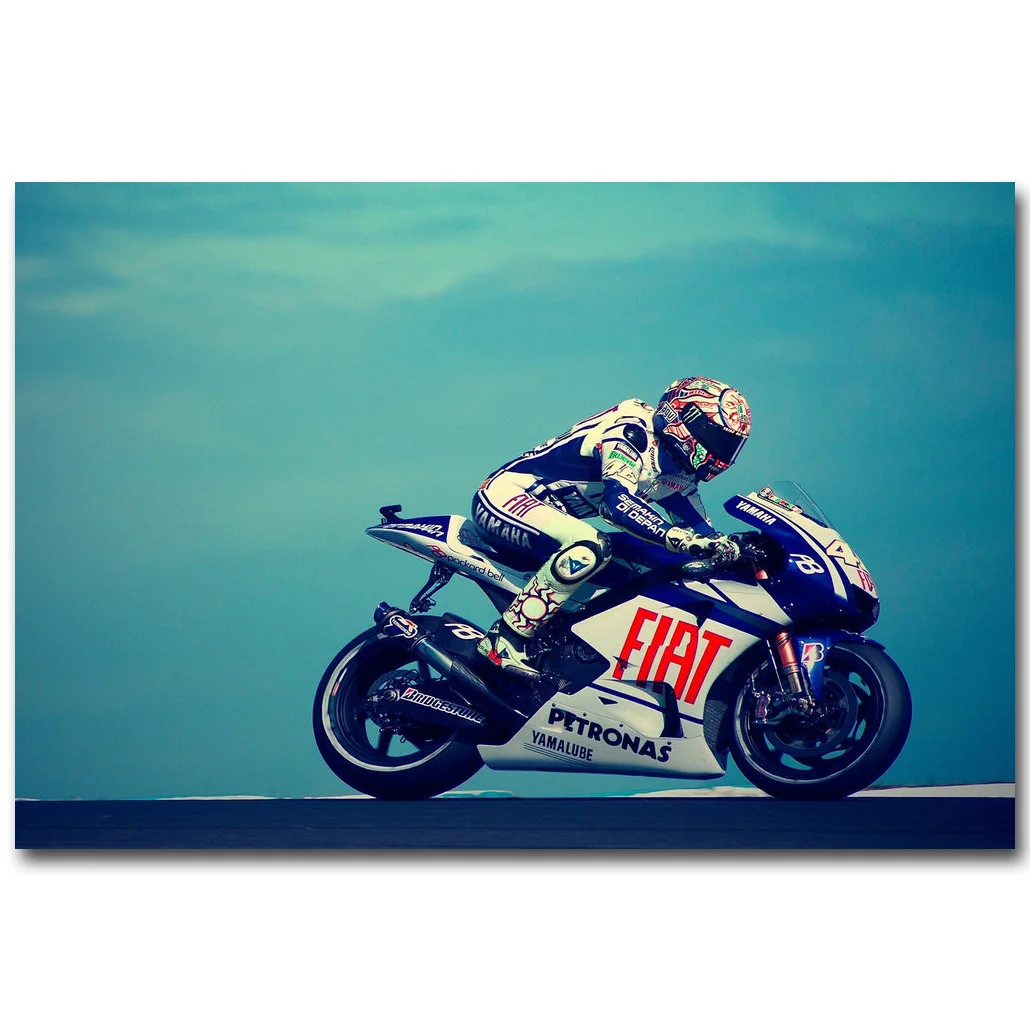 Valentino Rossi NO 46 Pengendara MotoGP Art Kain Sutra Poster Cetak