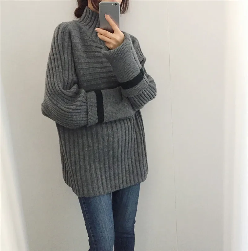 Korobov Корейская Водолазка вязаная женская Новое поступление винтажные повседневные женские теплые свободные свитера женские пуловеры 76444