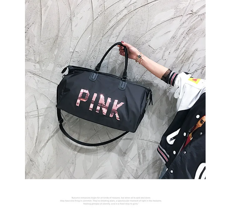 Женская дорожная сумка большой емкости багаж розовый дорожный вещевой мешок женская сумка выходные водонепроницаемая сумка через плечо