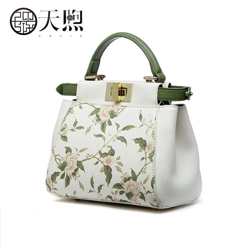 

TMSIX 2019 New women leather bag famous brands fashion Luxury print handbags tote women handbags shoulder small bag