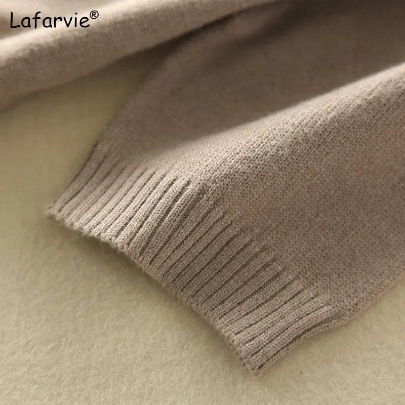 Lafarvie New Knitted Cashmere Blended Cashmere Sweater Women Spring Autumn Pullover Short Sleeve Solid Loose Knitting Sweater