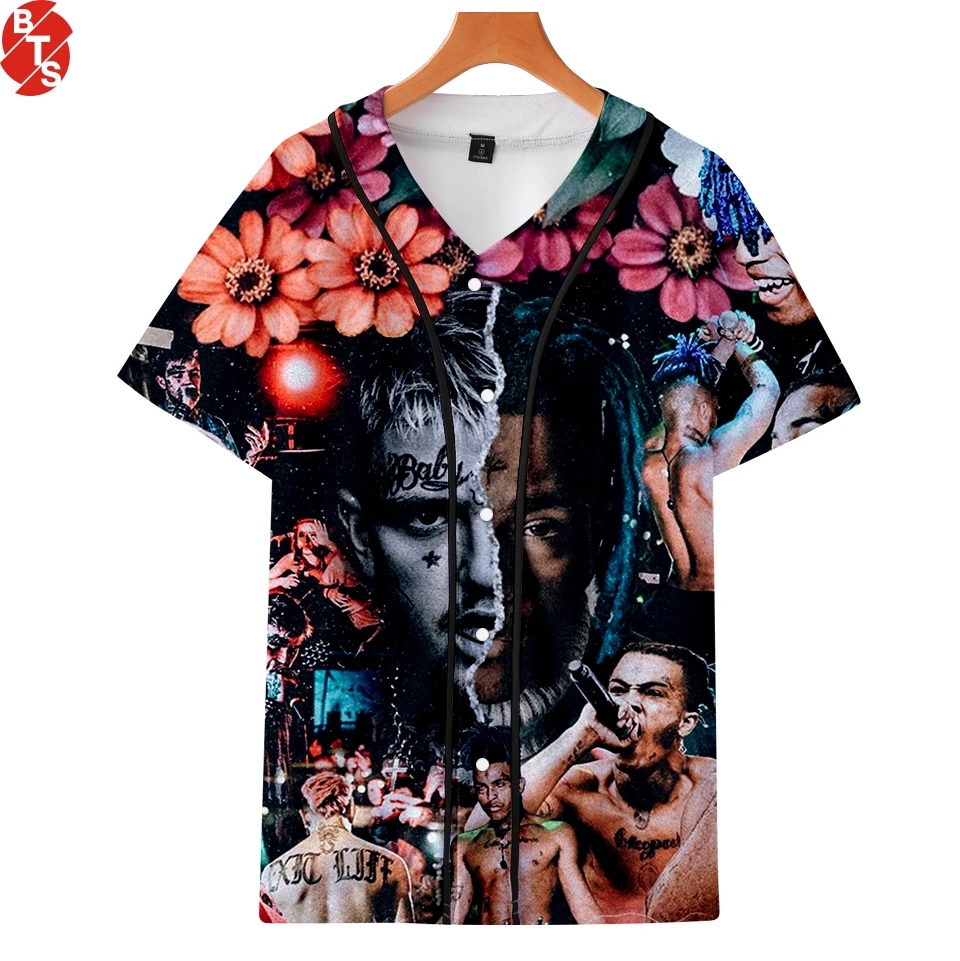 

xxxtentacion and lilpeep 2018 Hip Hop Baseball T-shirts Women/Men Summer Short Sleeve Trendy Tshirts 3D Print Baseball Tee Shirt