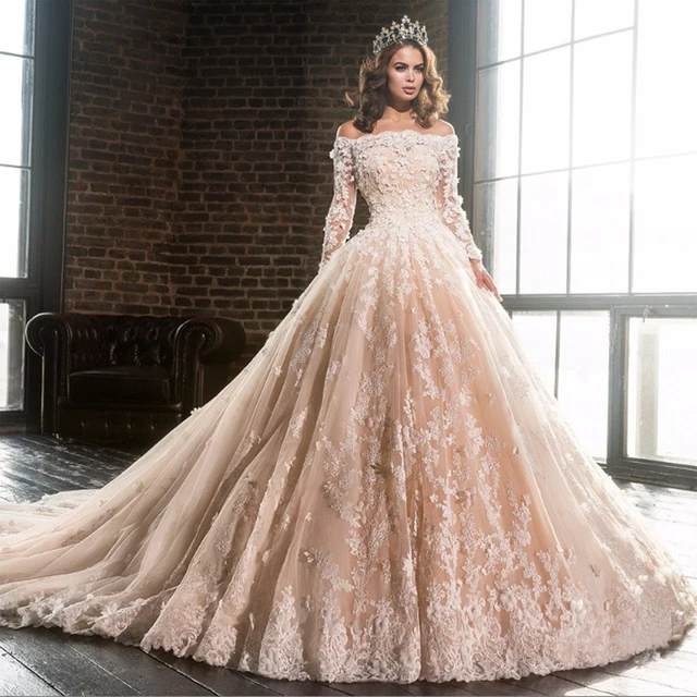 Champagne Lace Wedding Dress